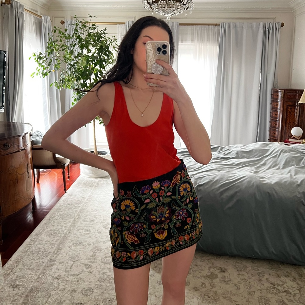 Zara Mini Embroidered Skirt
